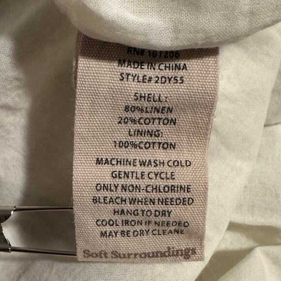 Soft Surroundings Rue Jussieu Linen Tunic Dress Olive Cream Stripe Medium - Picture 8 of 8